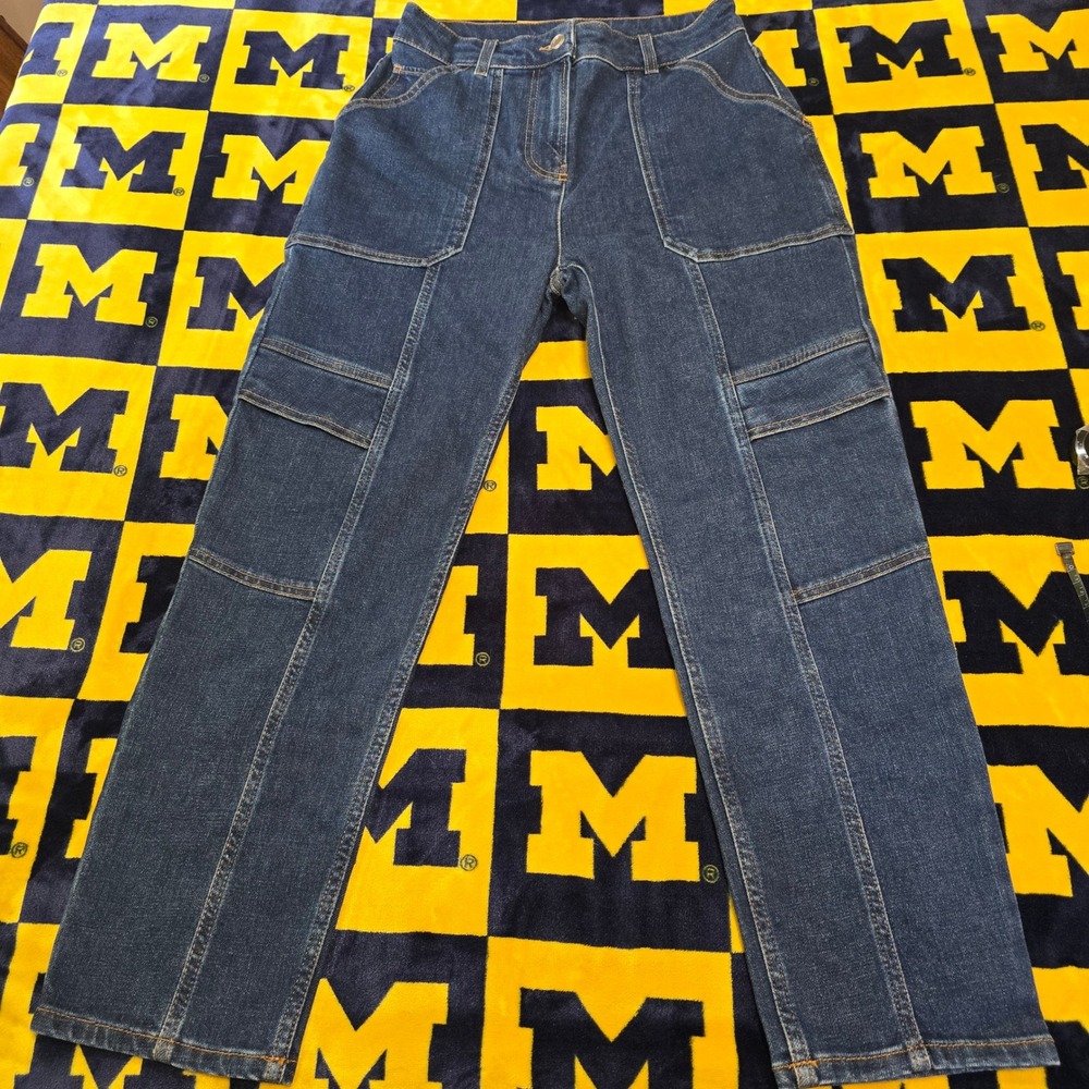 Reiss Jem‎ Utility Jeans Womens 26 Indigo Blue High Rise Straight Leg Denim